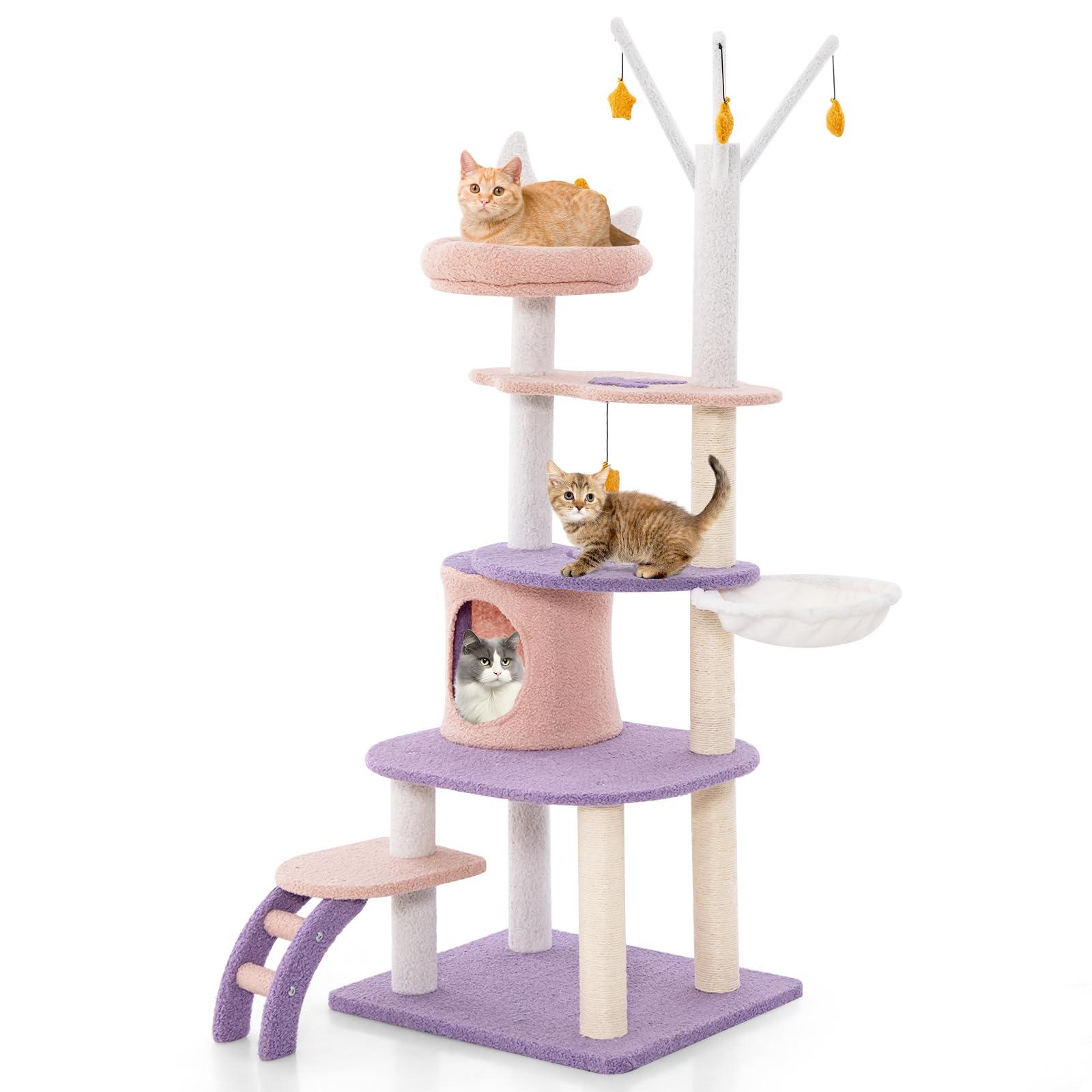 Arbre à chat Tangkula de 157 cm, tour à chat multi-niveaux avec appartement pour chat